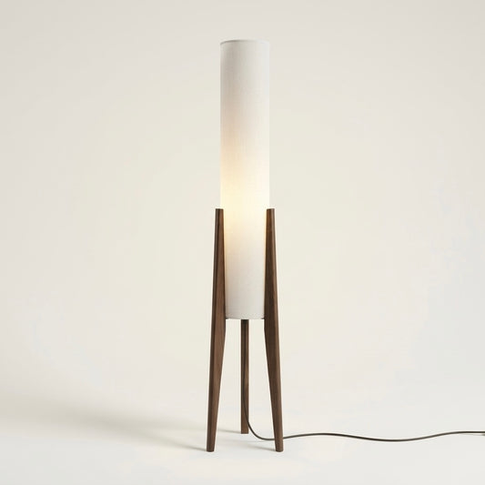 Walnut Tripod Floor Lamp | Fabric Shade | E27 | Max 40W | 130cm | IP20 | LED Compatible