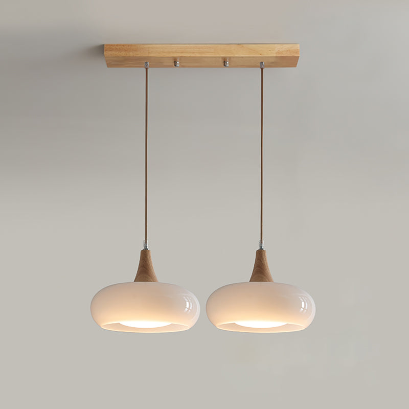 Charlotte | Glass Pendant Light with Amber Shade & Wood Top | Cozy Kitchen Pendant Lighting for Warm Ambiance 13