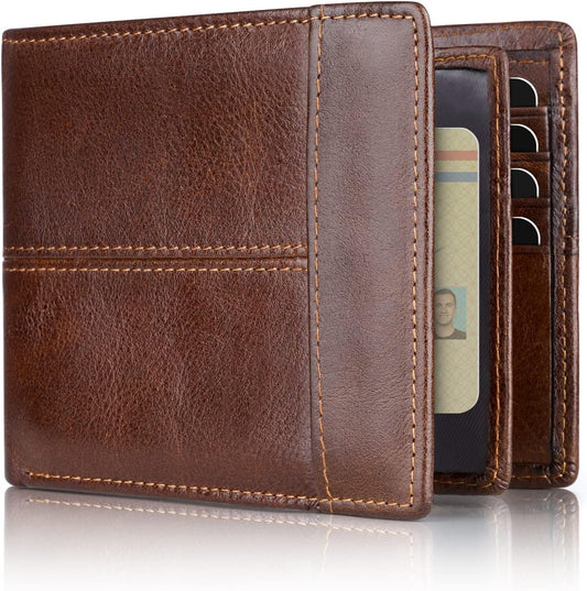 Genuine Leather Bifold Wallet for Men with RFID-Blocking Protection | Slim Design with 16 Card Slots for Everyday Use 1