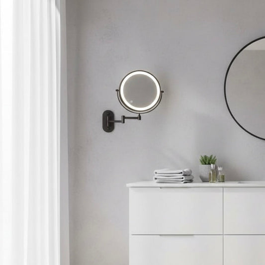 Rechargeable LED Makeup Mirror with 360° Rotation & Touch Control | Magnifying Vanity Mirror for Flawless Beauty
