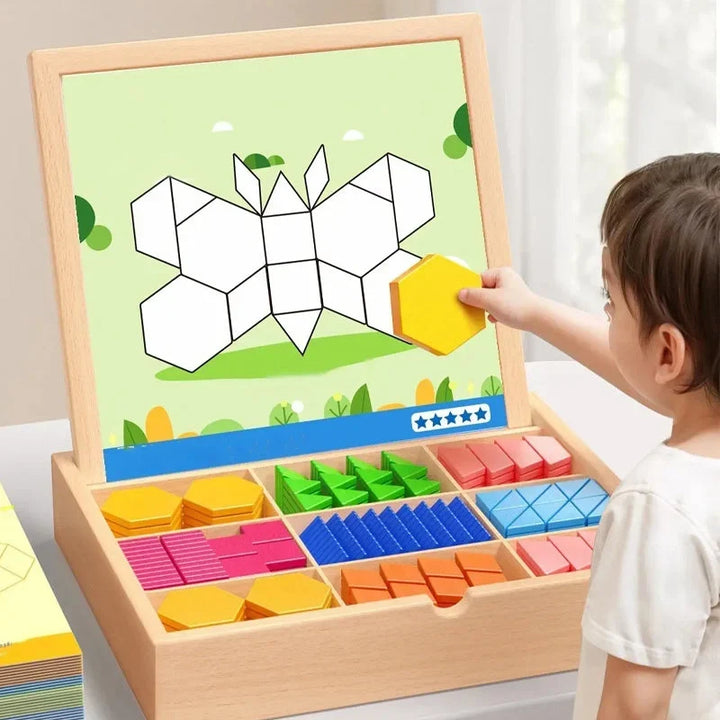 Magnetic Building Blocks Set Wooden Tiles Storage Case 5