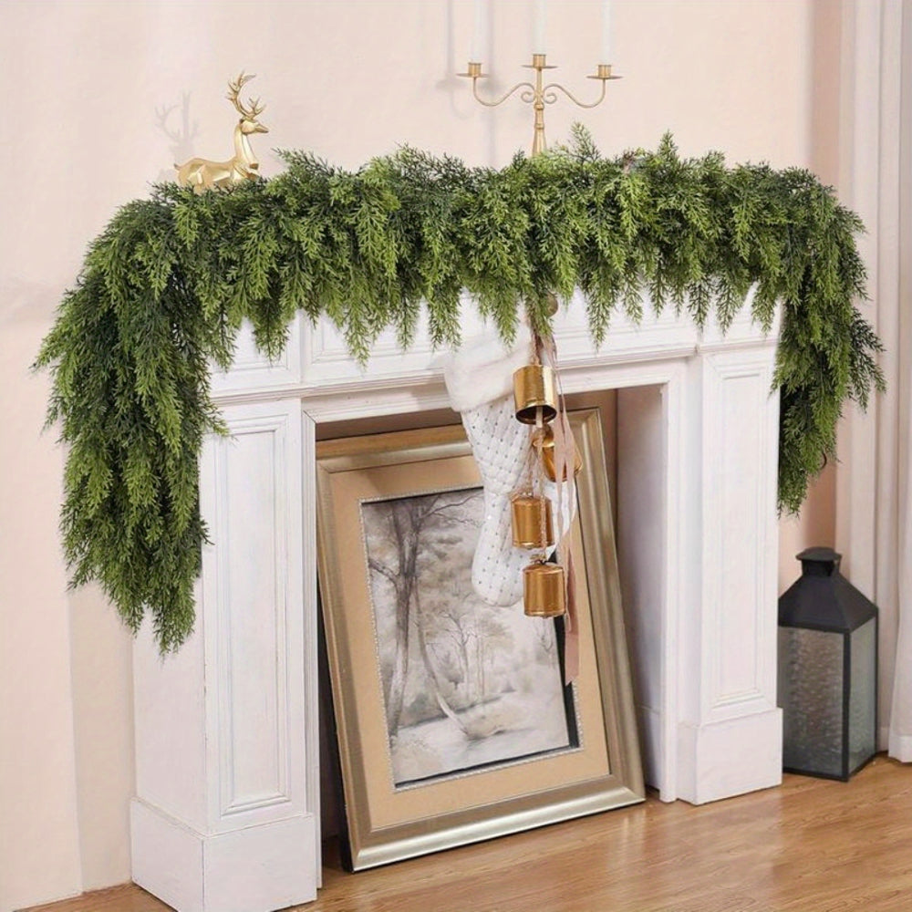 Christmas Garland Artificial Greenery | 2pcs Unlit Strand | Bends Smoothly for Mantle, Stair Rail &amp; Doorway Trim 1