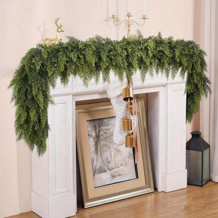 Christmas Garland Artificial Greenery | 2pcs Unlit Strand | Bends Smoothly for Mantle, Stair Rail &amp; Doorway Trim 1