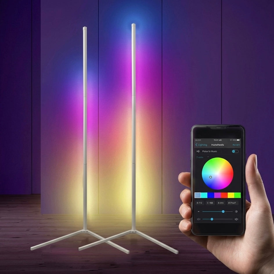 Aura Smart Corner Floor Lamp | Dimmable LED | RGB | App & Remote Control | Small & Large