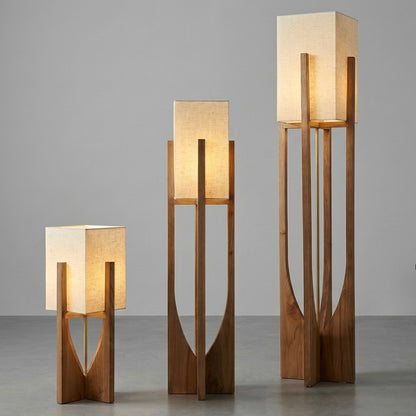 Bamboo & Wood Floor Lamp | Soft Ambient LED | Switch Control | 53cm & 82cm | Chrome Finish