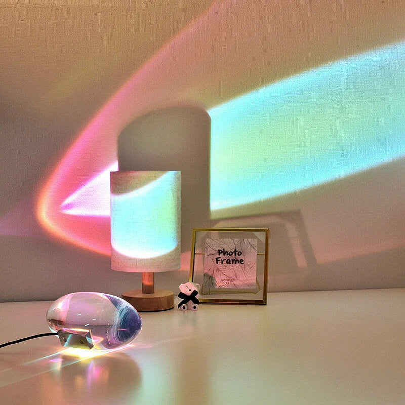 Crystal Projection Table Lamp | Clear Oval Body, Remote