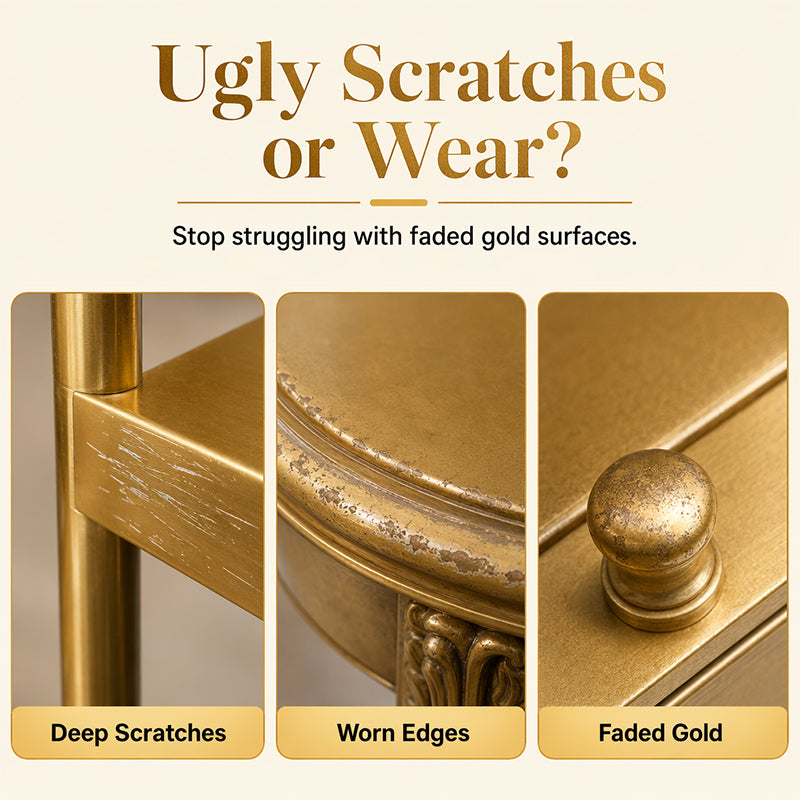 Gold Touch-Up Paint 20 ml | Dual-Tip Brush &amp; Precision Applicator | High-Gloss Metallic Finish for Furniture Repair 5