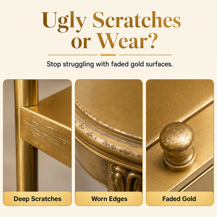 Gold Touch-Up Paint 20 ml | Dual-Tip Brush &amp; Precision Applicator | High-Gloss Metallic Finish for Furniture Repair 5