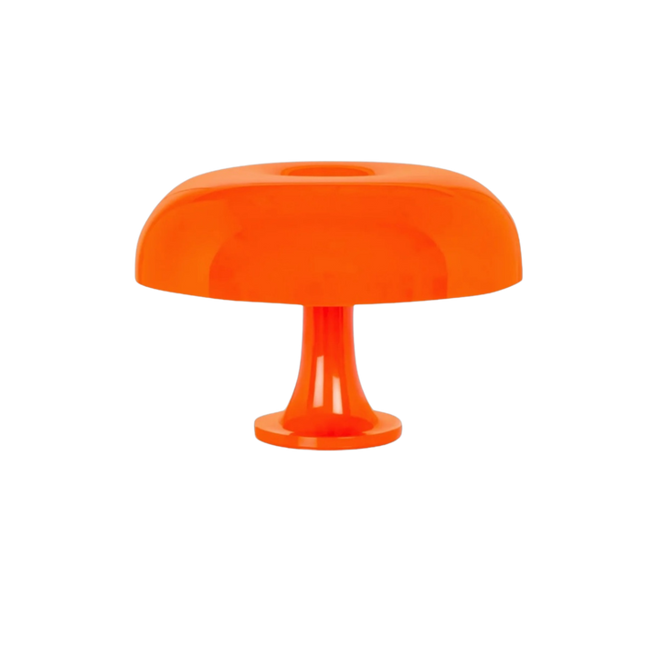 Dome Table Lamp Glossy Plastic 32 x 32 cm | Orange Shade, White Interior | Warm Even Glow, Replaceable LED, Plug-and-Play 1
