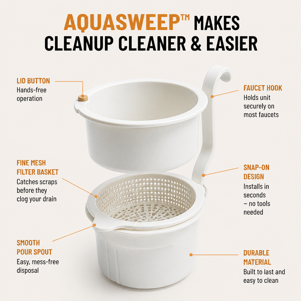 Tap-Mount Sink Strainer, ABS/Stainless Mesh, 3.27 x 5.59 x 7.95 in | White, Yellow, Green | Hands-Free Lid Stops Clogs 6