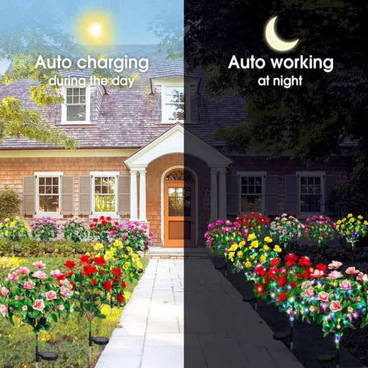 Mood Lighting Garden Flower Stakes Solar Weatherproof with Two Light Modes 6