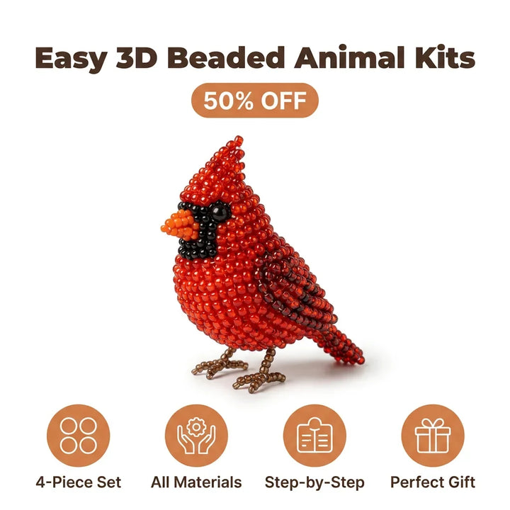 3D Bead Animal Craft Kit | Complete Beginner Kit with Tools &amp; Guide | Detailed Handmade Animal Figures for Home Décor Display 1