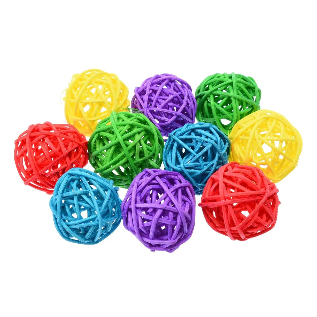 10 Piece Rattan Chew Balls Bird Toy Foraging Enrichment