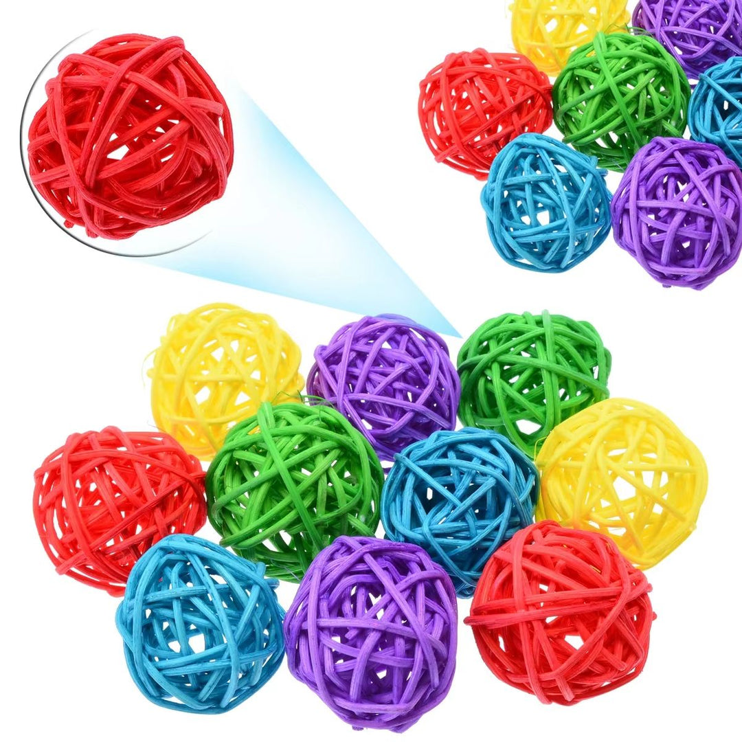 10 Piece Rattan Chew Balls Bird Toy Foraging Enrichment