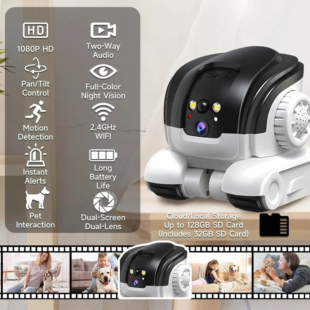1080P Pet Camera | Two-Way Audio | Colour Night Vision 32ft | Motion Alerts | 32GB SD Card Included