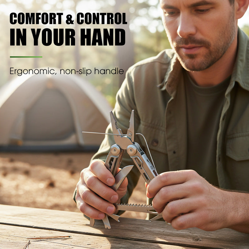 12-in-1 Folding Multitool with Pliers | Stainless Steel EDC