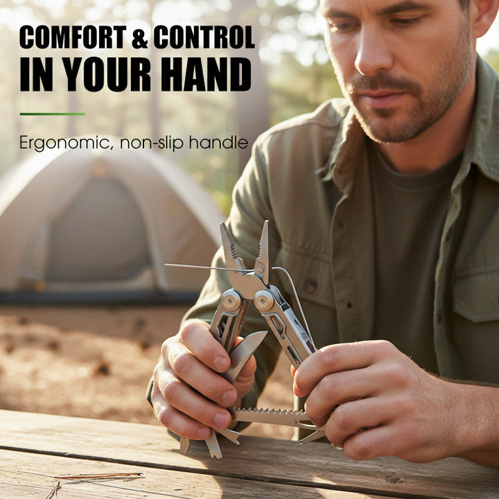 12-in-1 Folding Multitool with Pliers | Stainless Steel EDC