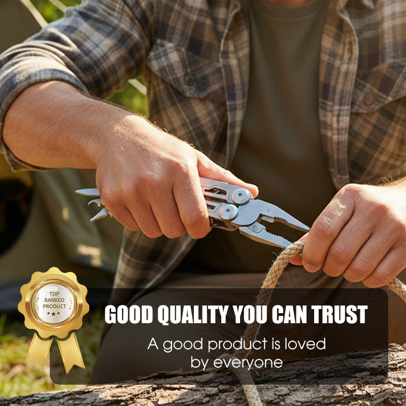 12-in-1 Folding Multitool with Pliers | Stainless Steel EDC
