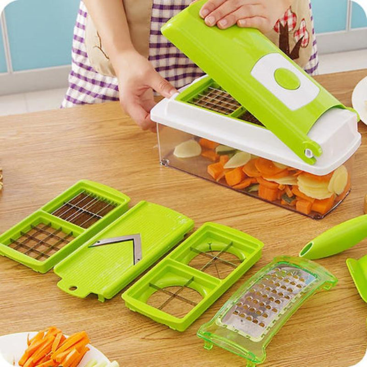 12-in-1 Vegetable Slicer, 8 Interchangeable Blades, Collection Container, Hand Guard 4