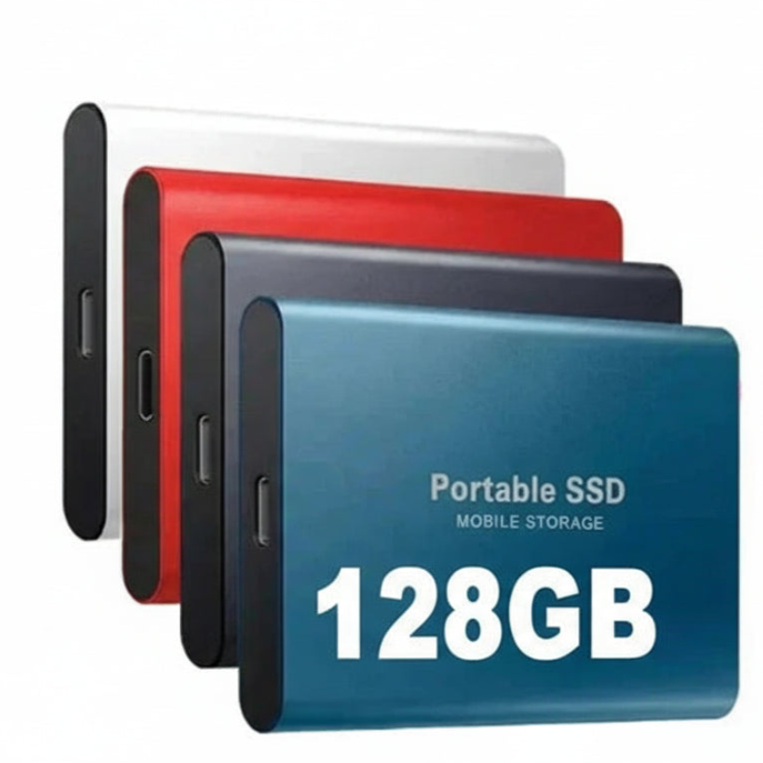 128GB External SSD Drive | Universal Port Connection | Slim Profile for Android, Windows and Multi-Platform Use