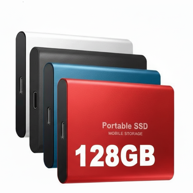 128GB External SSD Drive | Universal Port Connection | Slim Profile for Android, Windows and Multi-Platform Use
