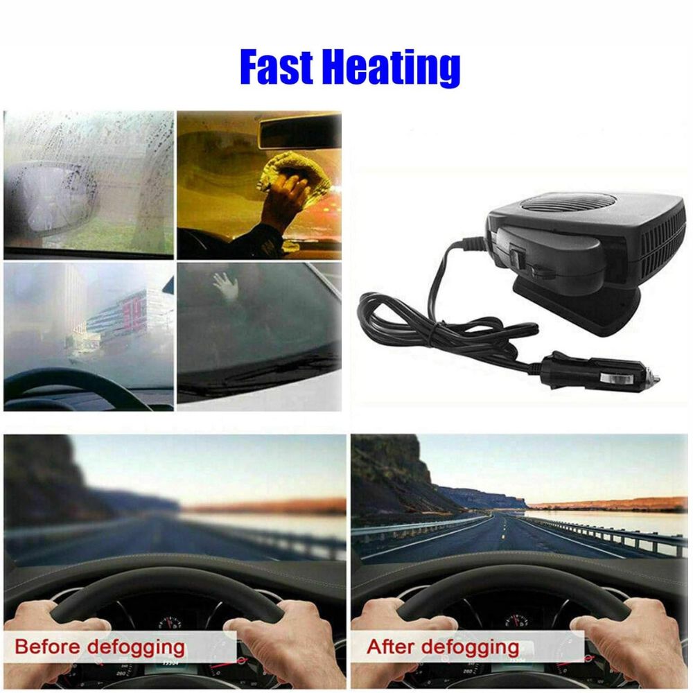 12V Car Heater Fan | 150W/300W Ceramic Heating Element | Fast Windscreen Defrost, Demisting &amp; Warm Air Blower for Cars
