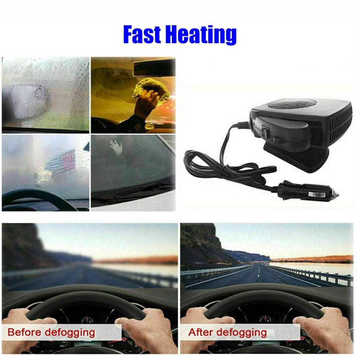 12V Car Heater Fan | 150W/300W Ceramic Heating Element | Fast Windscreen Defrost, Demisting &amp; Warm Air Blower for Cars