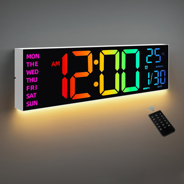 13-Inch RGB Digital Wall Clock with Remote Control and Auto Brightness – Modern LED Display for Home, Office, or Gym 2