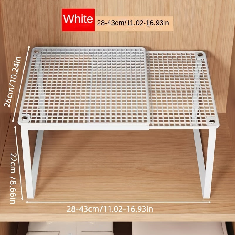 Adjustable Telescopic Shelf Insert 28-43cm, Metal | Black or White | Stackable Storage for Closets, Kitchens &amp; Offices 5