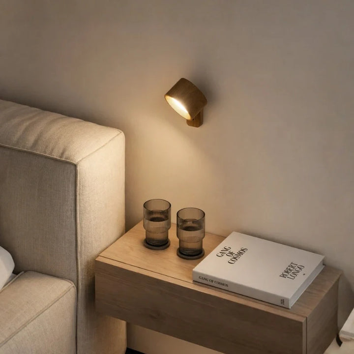 Cordless Wall Lamp with Magnetic Mount | ABS and PC, 7.5 x 4.5 cm | White, Black or Wood, 360° Rotation, USB-C, Remote or Touch 7