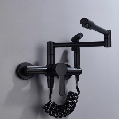 Brass Pot Filler Kitchen Tap | Swing Arm & Side Sprayer | Deck Mounted | Polished Finish