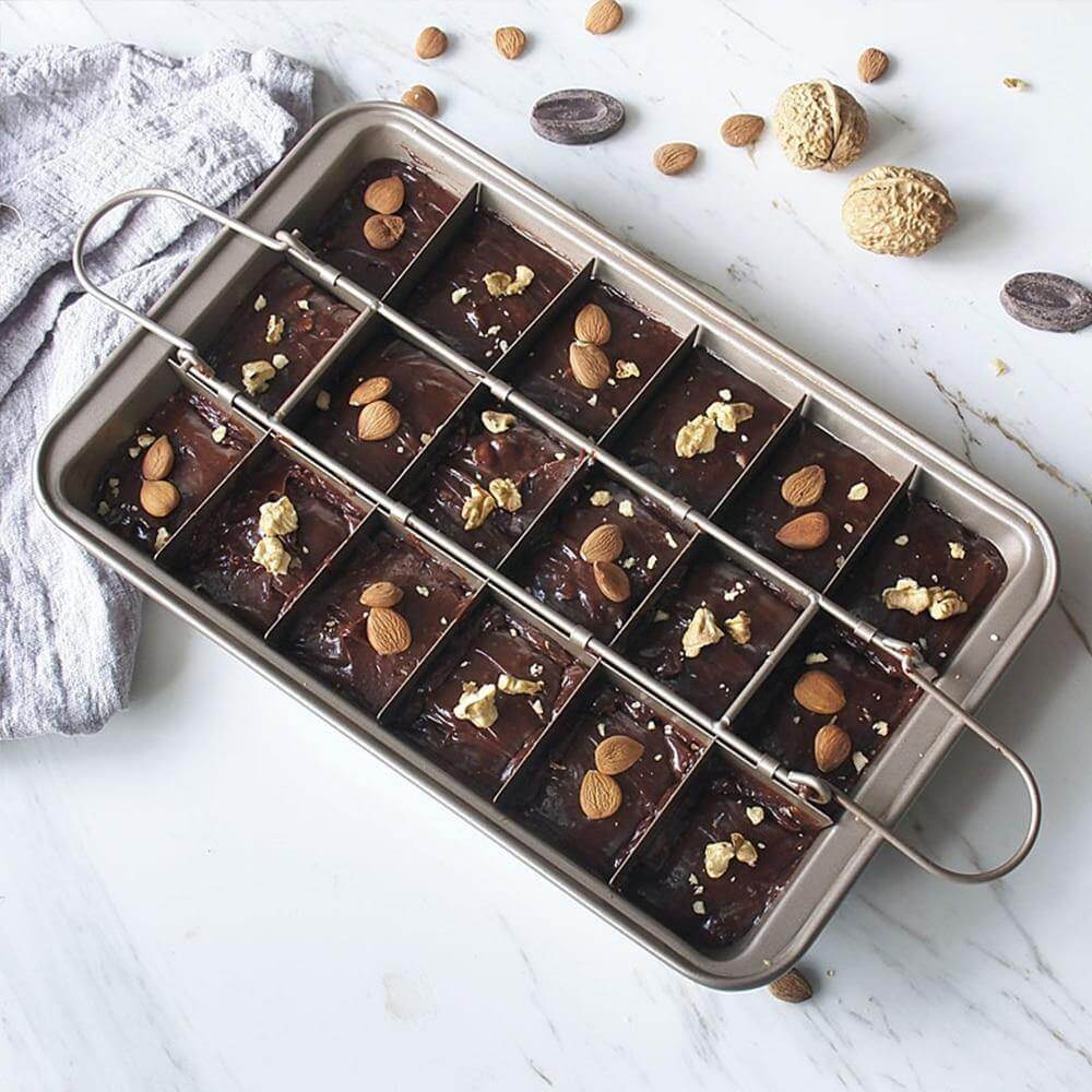 18 Cavity Non-Stick Baking Pan Carbon Steel | Square Cavity Design for Brownies, Cupcakes &amp; Bread | Easy Release, Oven Safe