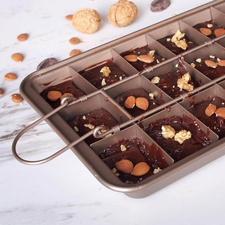 18 Cavity Non-Stick Baking Pan Carbon Steel | Square Cavity Design for Brownies, Cupcakes &amp; Bread | Easy Release, Oven Safe
