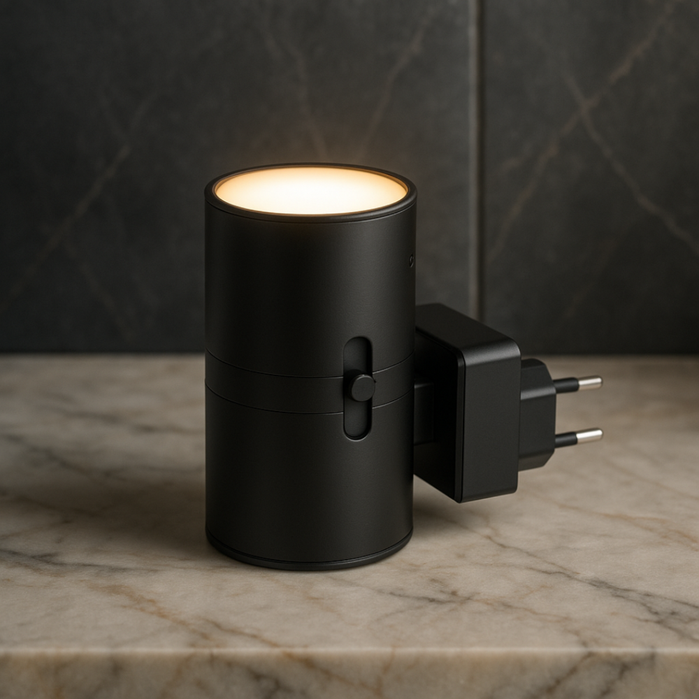 Plug-in LED Night Lamp ABS Plastic | Rotary Dial Dimmer, Warm White Glow | Compact Socket Light for Hallway, Bedroom, Bathroom 1