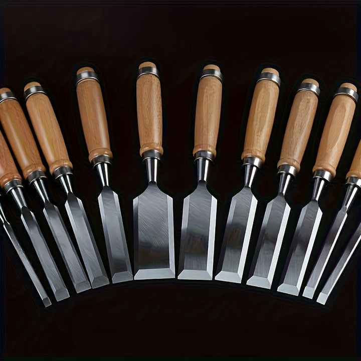Wood Chisel Set Chromium-Vanadium Steel | 12-Piece Beech Wood Handles | Precision Woodworking Tool Set for Clean Controlled Cuts 1