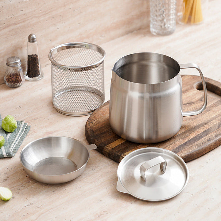 Oil Strainer Pot Stainless Steel | Integrated Filter Net Simplifies Frying and Straining | Reusable Cooking Oil, Less Waste 5
