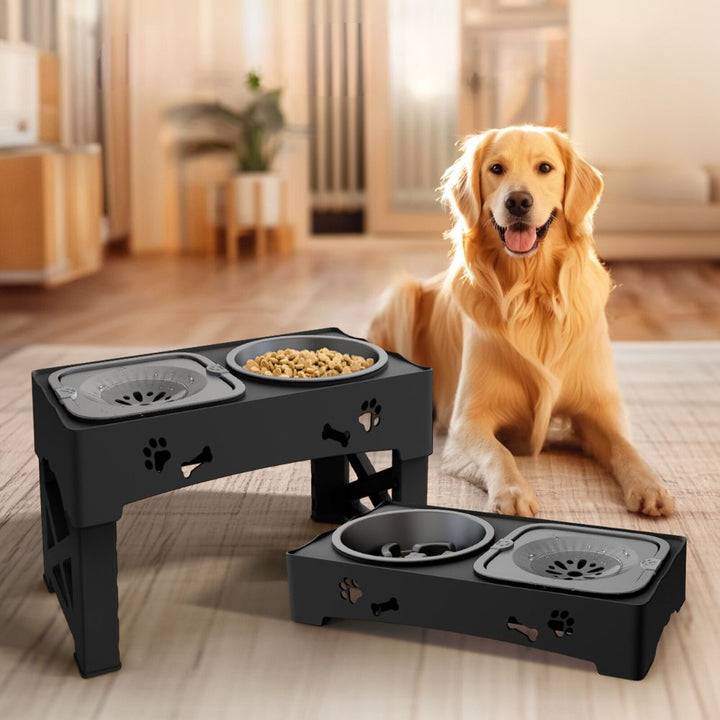 Raised Dog Feeder ABS &amp; Stainless Steel | 5-Level Adjustable Slow Feed Bowl | Non-Slip Base, Prevents Bloating &amp; Choking 1