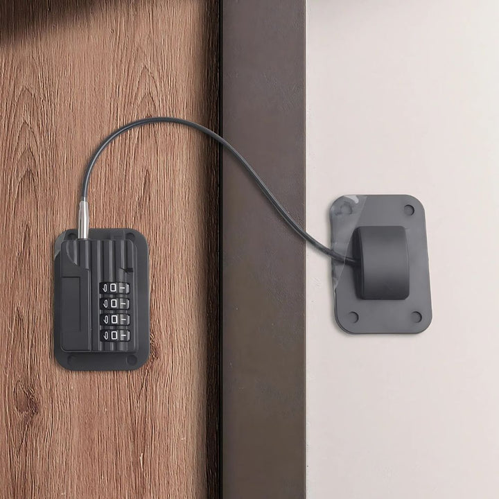 Combination Refrigerator Lock ABS &amp; Steel 68 x 46 mm | Black or White, Adhesive Mount | Child Safety Four-Digit Code 4