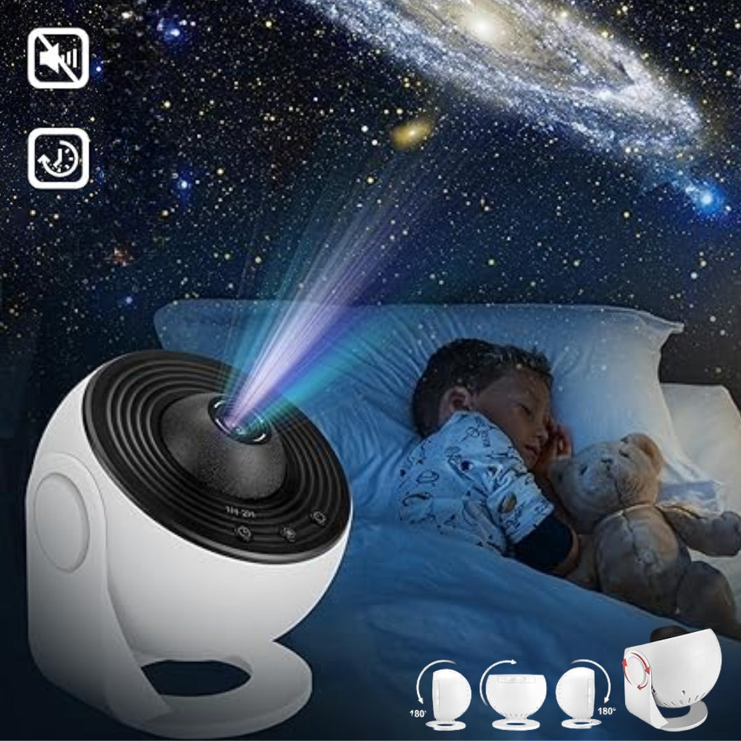 Star Projector Light 360° Rotation | 12 HD Film Discs, Adjustable Colours | Quiet LED with Timer, Black or White 13