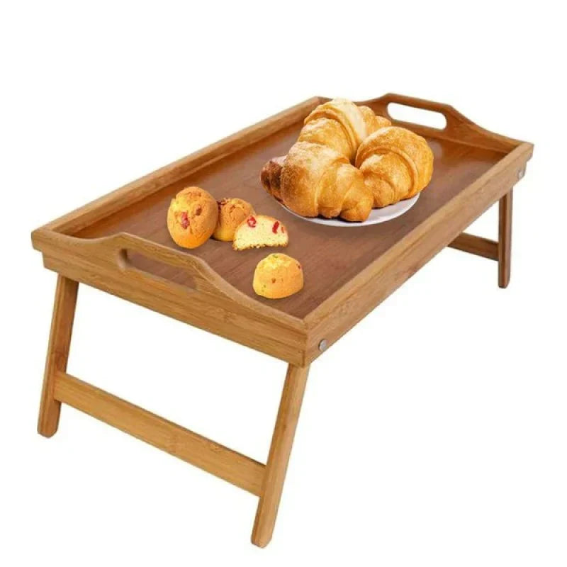 Bamboo Folding Bed Tray Table | Folding Legs for Compact Storage | Moisture Resistant Finish for Easy Daily Cleanup 1