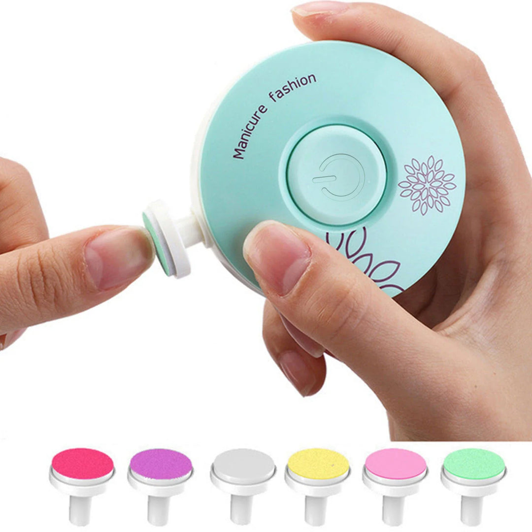 Electric Baby Nail Trimmer | 6 Interchangeable Grinding Heads | Quiet Motor, Adjustable Speed, Battery-Powered 1