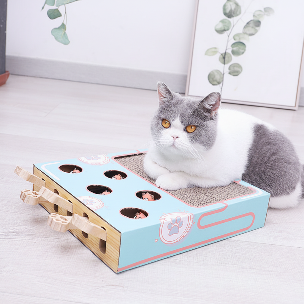 Cat Scratcher Playground Corrugated Paper | 3-in-1 Climbing, Hiding and Scratching Levels | Protects Furniture &amp; Keeps Cats Active 1