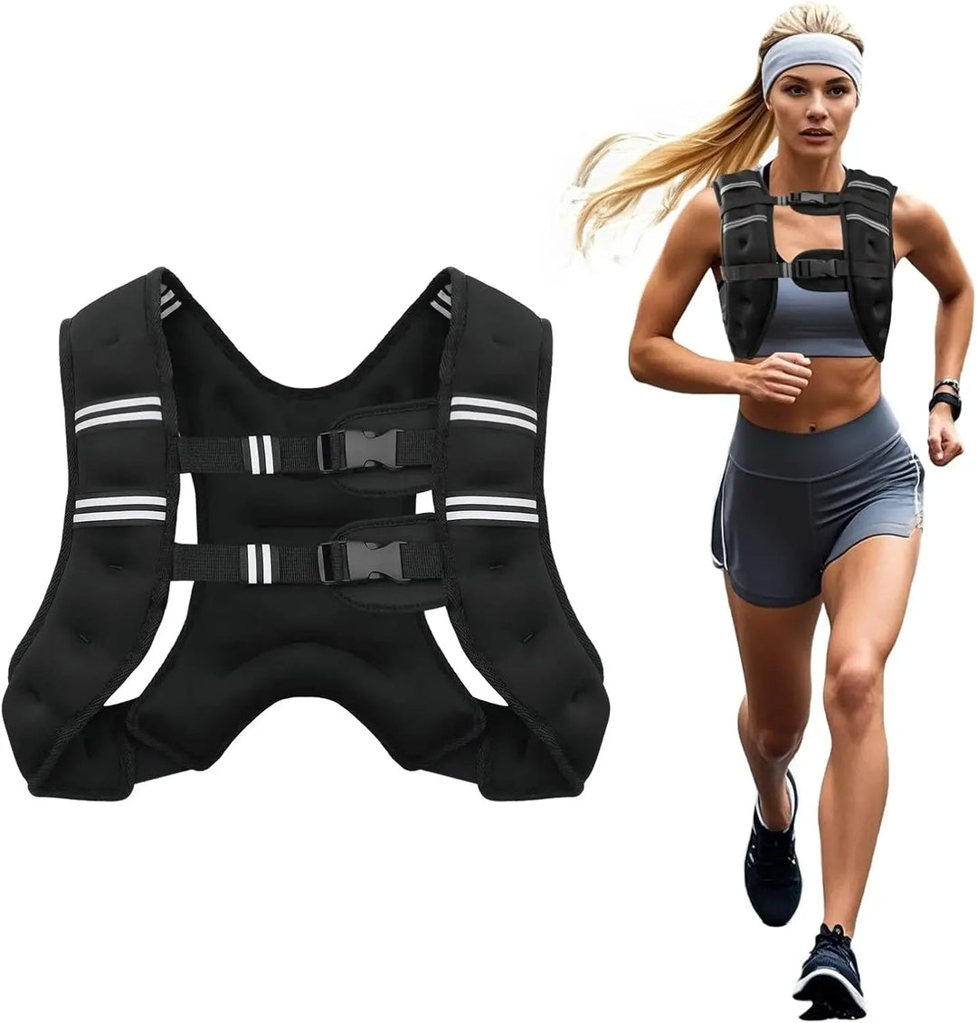 Weighted Vest Adjustable 8-12 lb | Iron Sand Fill, Reflective Stripes | Neoprene Training Vest for HIIT, Running, CrossFit 1