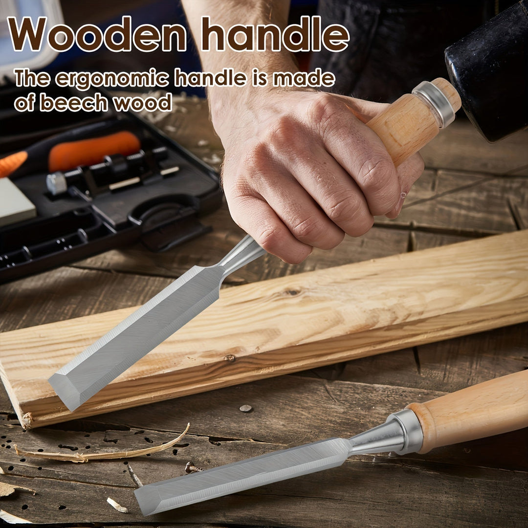 Wood Chisel Set Chromium-Vanadium Steel | 12-Piece Beech Wood Handles | Precision Woodworking Tool Set for Clean Controlled Cuts 5