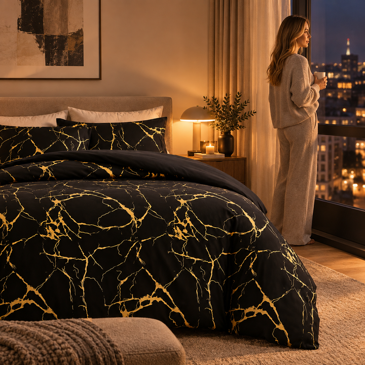 Marble Pattern Duvet Cover Set Matching Pillowcases 8