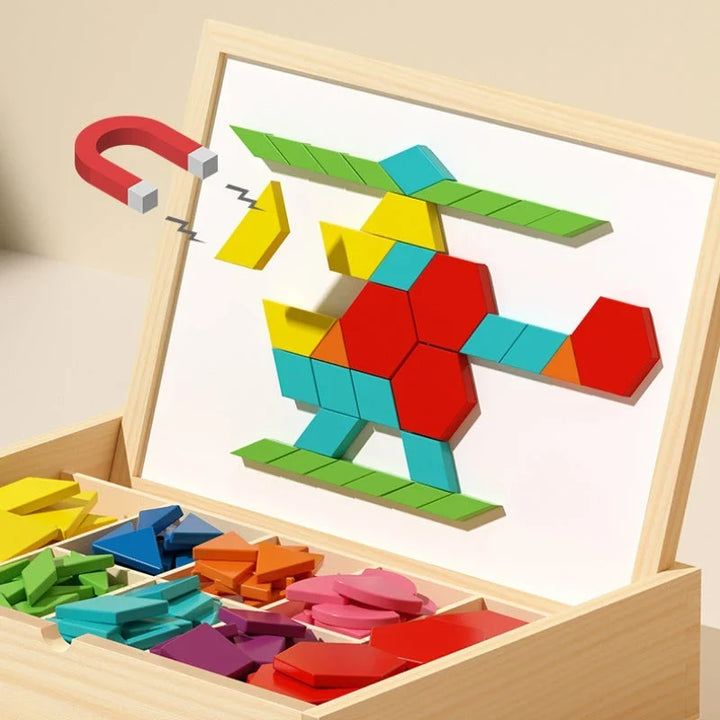 Magnetic Building Blocks Set Wooden Tiles Storage Case 2