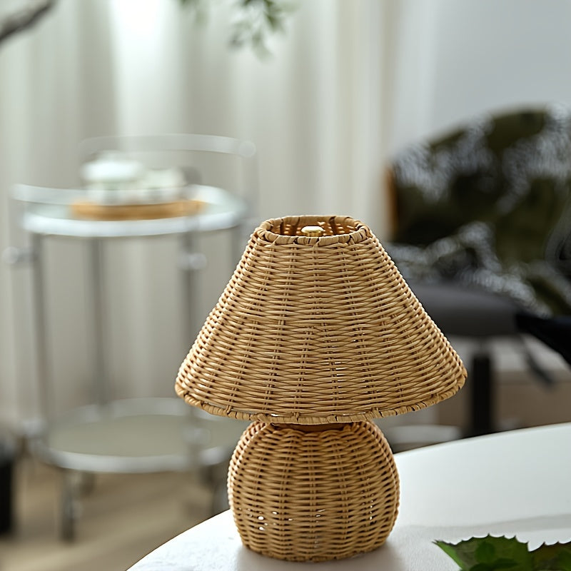 Woven Bamboo Accent Lamp | Handwoven Shade with USB-Powered Push-Button Switch | Soft Ambient Glow for Calm Spaces 7