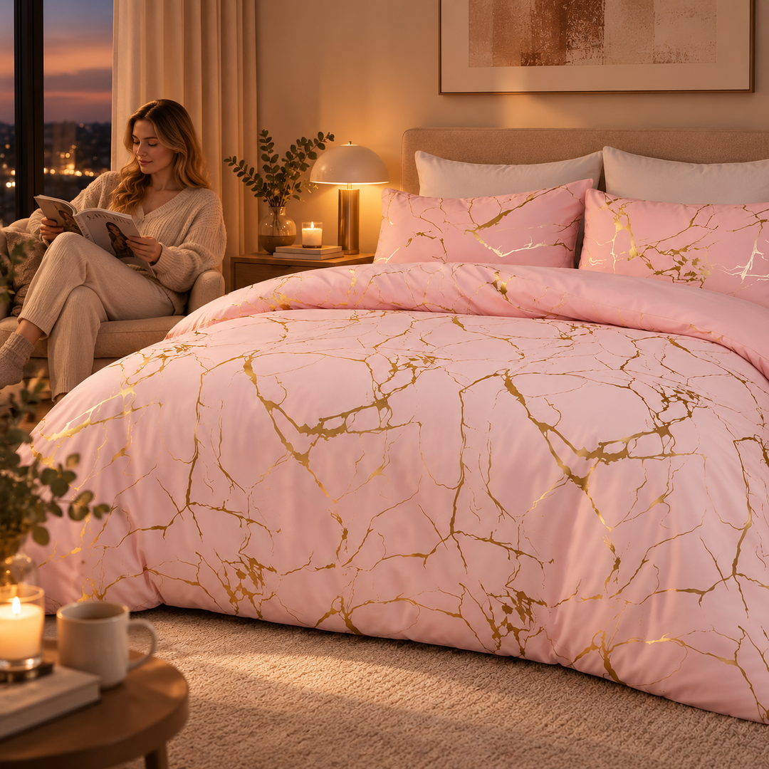 Marble Pattern Duvet Cover Set Matching Pillowcases 15