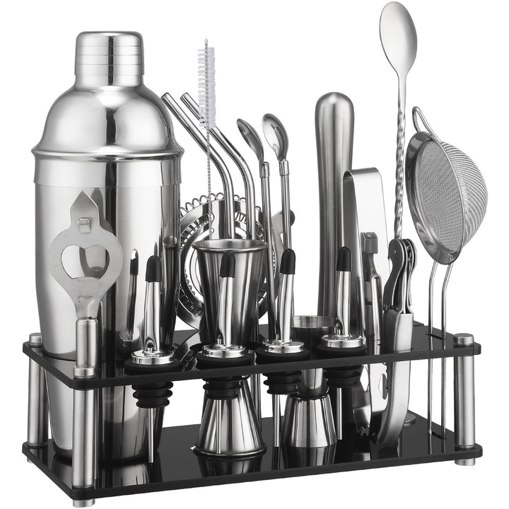Cocktail Set Stainless Steel 20-Piece Dishwasher Safe with Boston Shaker 7