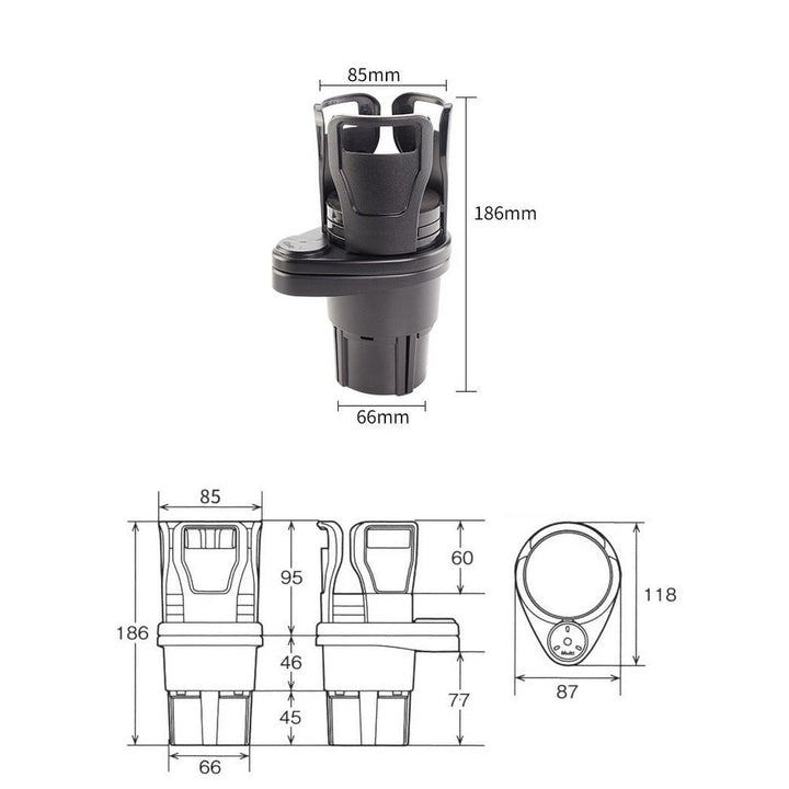 2 In 1 Car Cup Holder | Rotating Arms, Expanding Base